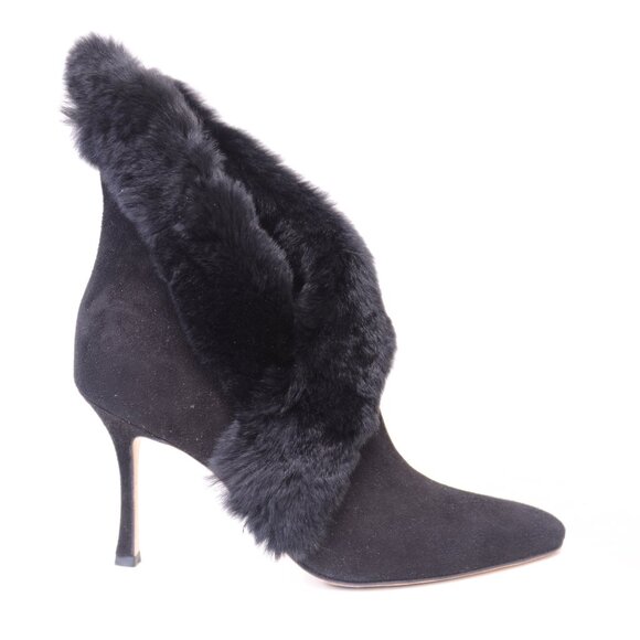 Manolo Blahnik NESTANU M Black Suede 38.5 Made in Italy Camoscio Nero - Picture 2 of 11